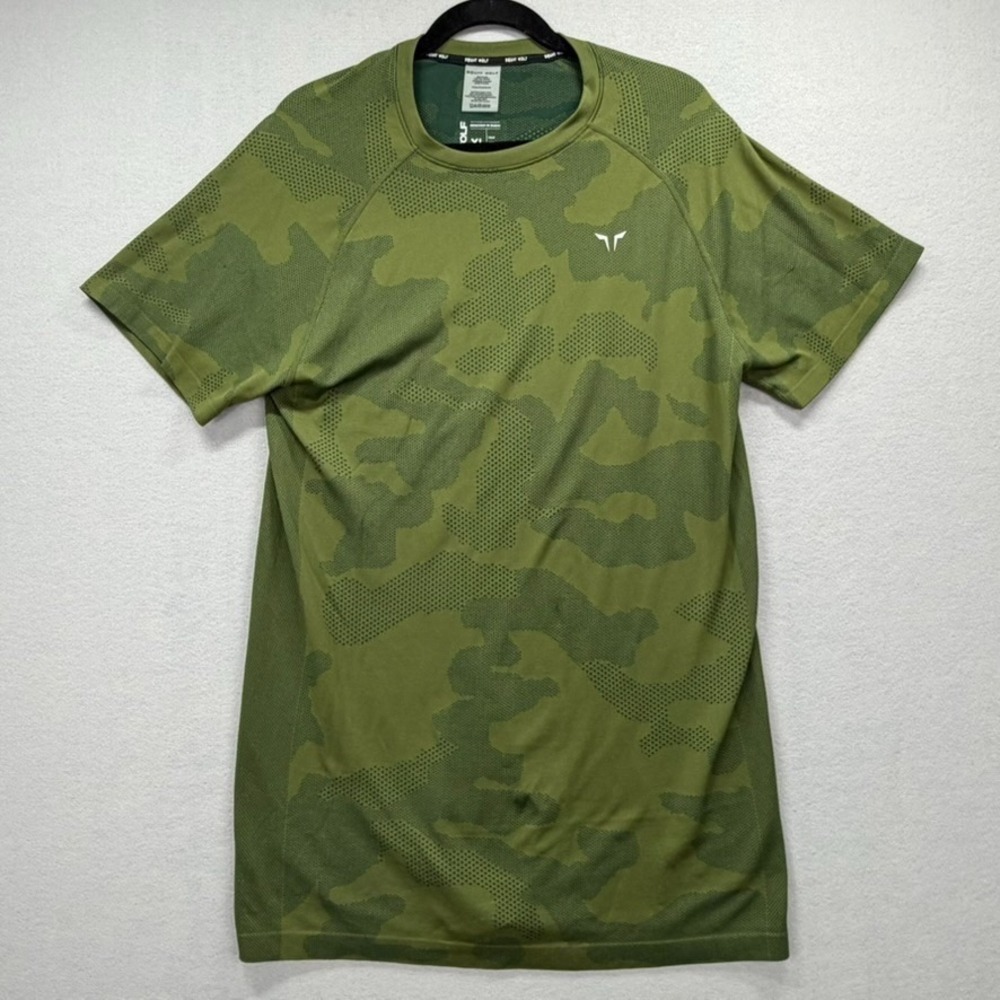 Squat Wolf Activewear T Shirt Mens XL Green Camo Nylon True Athletic Active